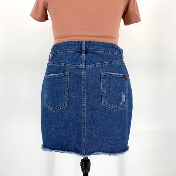 Roxy Icon Blue Denim Raw Edge Mini Skirt, XL - Picture 6 of 16